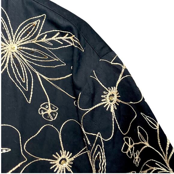 VTG NWOT Life Style Plus Floral Embroidered Amber Beaded Cotton Button Up Top 2X - Picture 8 of 16